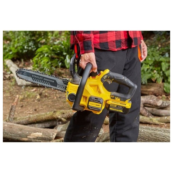 Tronçonneuse éléctrique sans fil + batterie 4Ah + chargeur - Stanley Fatmax - SFMCCS630M1-QW - 18V - 30cm Tronçonneuse éléctrique sans fil + batterie 4Ah + chargeur - Stanley Fatmax - SFMCCS630M1-QW - 18V - 30cm