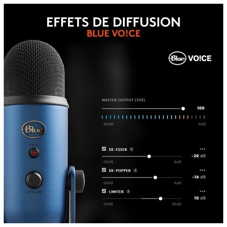 Microphone - Sans fil - LOGITECH G - Yeti - Compatible PC et MAC - Bleu