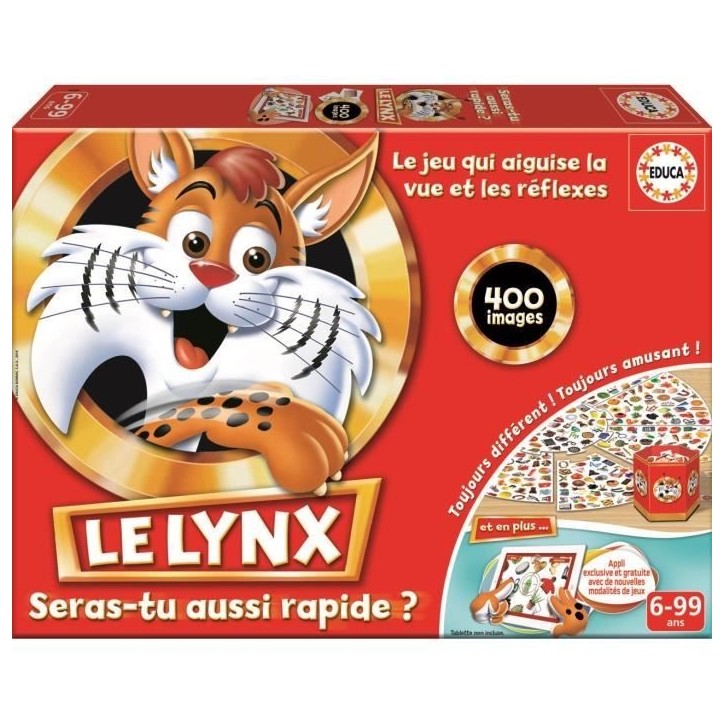 Le Lynx 400 Images, Educa, Jeu de société Famille et Enfants, Renforce la mémoire visuelle et les réflexes, des 6 Ans (16042 Le Lynx 400 Images, Educa, Jeu de société Famille et Enfants, Renforce la mémoire visuelle et les réflexes, des 6 Ans (16042