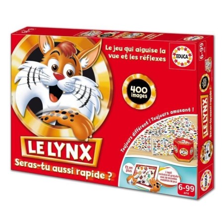 Le Lynx 400 Images, Educa, Jeu de société Famille et Enfants, Renforce la mémoire visuelle et les réflexes, des 6 Ans (16042