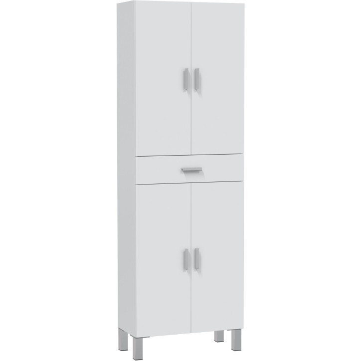 Colonne de salle de bain - ARUBA - Blanc brillant - 4 portes - 1 tiroir - 60 x 29 x 182 cm Colonne de salle de bain - ARUBA - Blanc brillant - 4 portes - 1 tiroir - 60 x 29 x 182 cm
