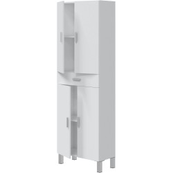 Colonne de salle de bain - ARUBA - Blanc brillant - 4 portes - 1 tiroi