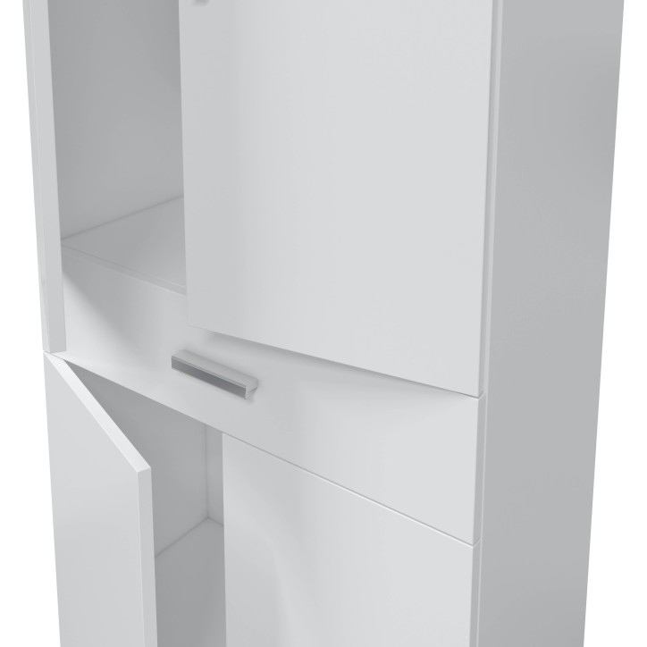 Colonne de salle de bain - ARUBA - Blanc brillant - 4 portes - 1 tiroir - 60 x 29 x 182 cm Colonne de salle de bain - ARUBA - Blanc brillant - 4 portes - 1 tiroir - 60 x 29 x 182 cm