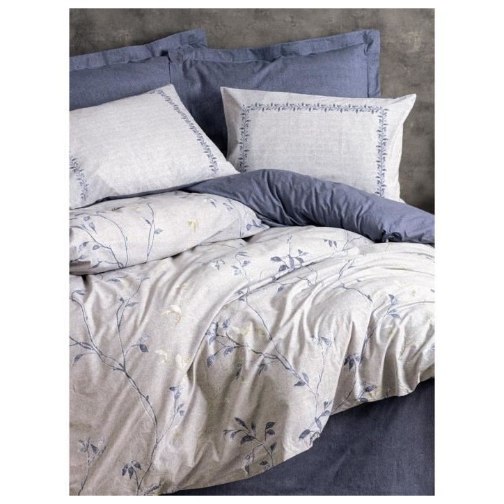 Parure de lit - 1 housse de couette 220 x 240 cm + 2 taies d'oreiller 60 x 60 cm - 100% coton renforcé - Bleu Parure de lit - 1 housse de couette 220 x 240 cm + 2 taies d'oreiller 60 x 60 cm - 100% coton renforcé - Bleu