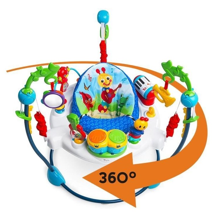 BABY EINSTEIN Aire d'Eveil a Rebonds - Symphonie- Cadeau Noel bébé, siege a rebonds, pivotant 360°, multilingues