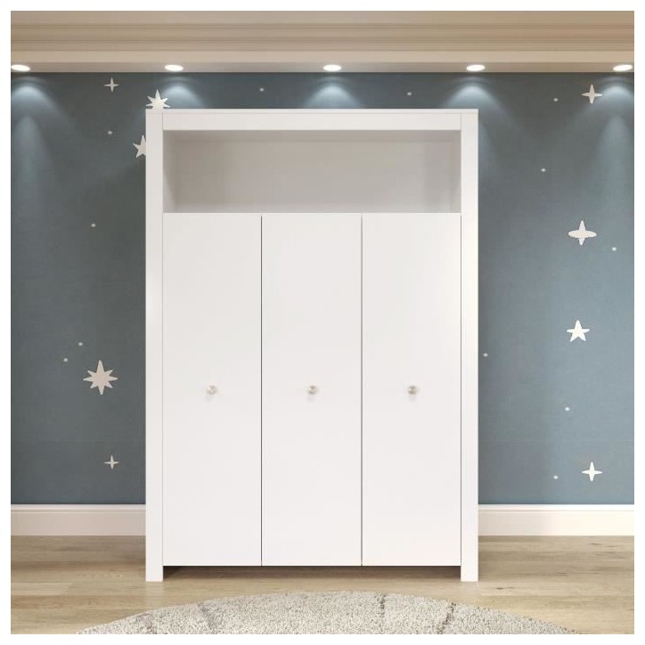 Chambre bébé Trio : Lit 70 x 140 cm + Commode a langer + Armoire OLIVIA - Blanc - TREND TEAM Chambre bébé Trio : Lit 70 x 140 cm + Commode a langer + Armoire OLIVIA - Blanc - TREND TEAM