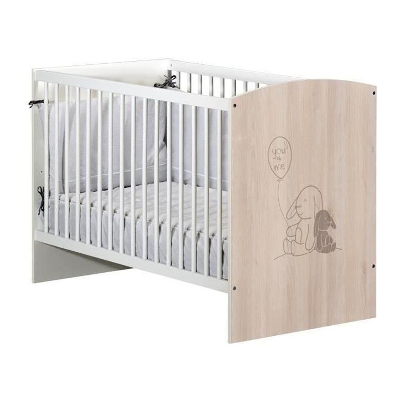 Lit bébé - 120 x 60 cm - Babyprice Lapinou - Sérigraphie lapin