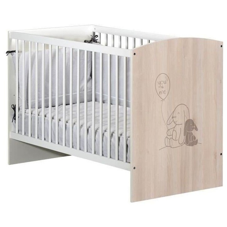 Lit bébé - 120 x 60 cm - Babyprice Lapinou - Sérigraphie lapin Lit bébé - 120 x 60 cm - Babyprice Lapinou - Sérigraphie lapin