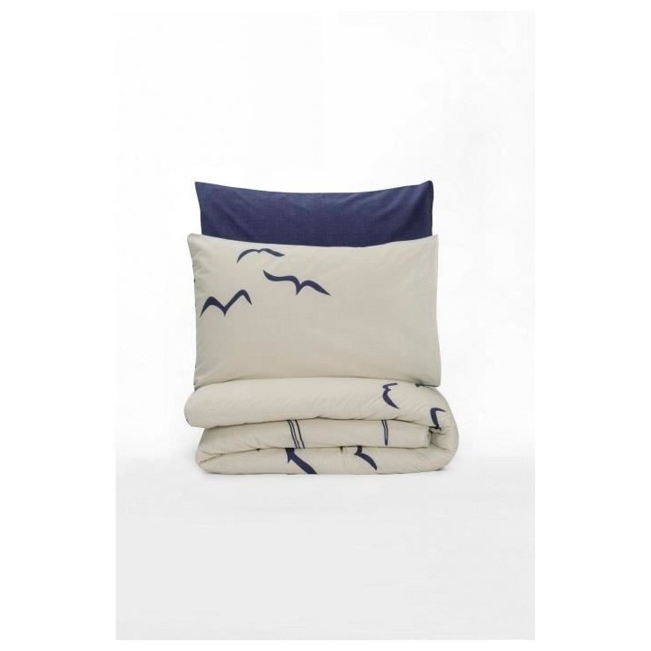 Parure de lit - 1 housse de couette 220 x 240 cm + 2 taies d'oreiller 60 x 60 cm - 100% coton renforcé - Bleu Parure de lit - 1 housse de couette 220 x 240 cm + 2 taies d'oreiller 60 x 60 cm - 100% coton renforcé - Bleu