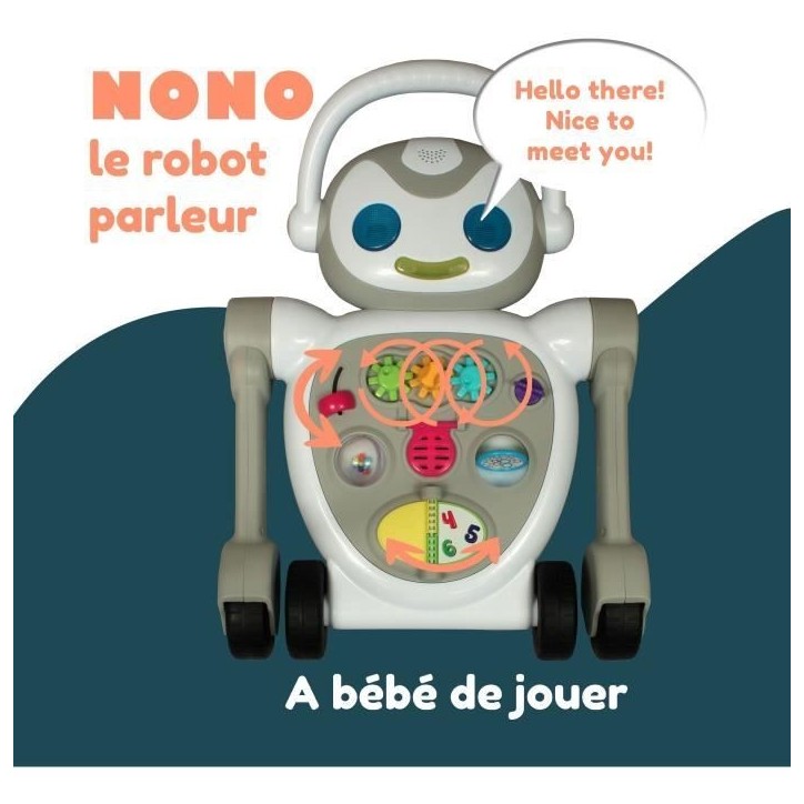 Trotteur marcheur - BAMBISOL - Nono le Robot - De 10 a 36 mois - Parlant - Musical - Jeux électroniques interactifs - Blanc