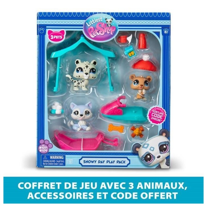 Pack a theme 3 Pets - BANDAI - Littlest Pet Shop Neige - Animaux et accessoires Pack a theme 3 Pets - BANDAI - Littlest Pet Shop Neige - Animaux et accessoires