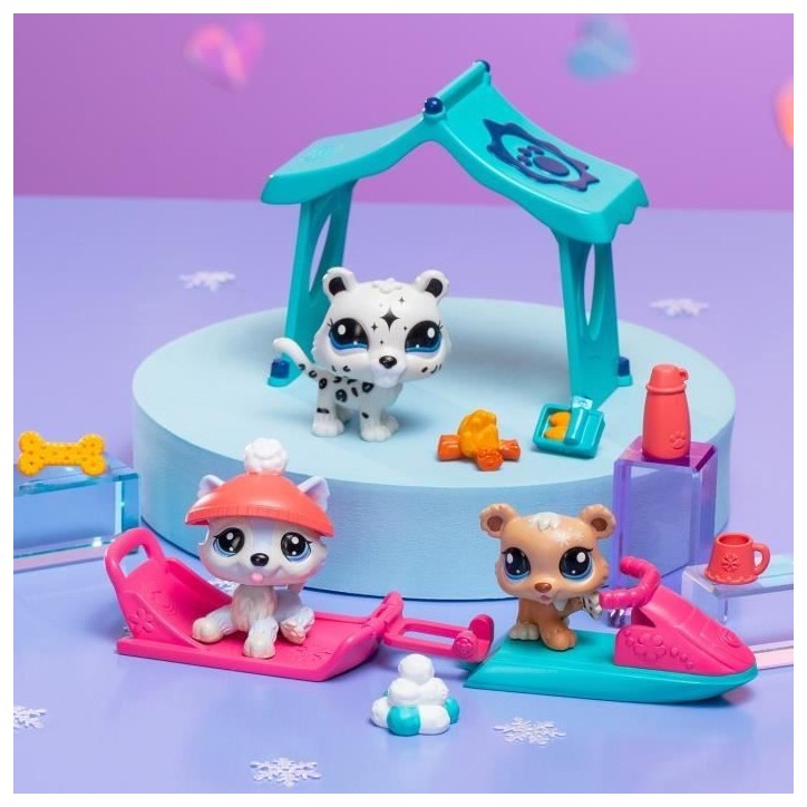Pack a theme 3 Pets - BANDAI - Littlest Pet Shop Neige - Animaux et accessoires Pack a theme 3 Pets - BANDAI - Littlest Pet Shop Neige - Animaux et accessoires
