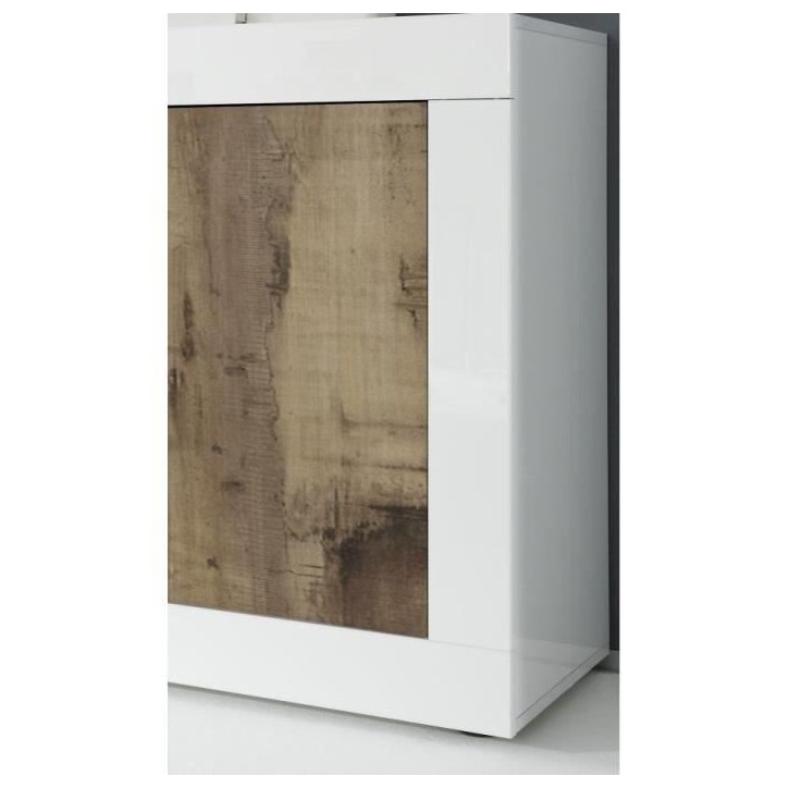Buffet - BASICO - 4 portes - Blanc décor chene Pero - 207 x 86 x 43 cm Buffet - BASICO - 4 portes - Blanc décor chene Pero - 207 x 86 x 43 cm