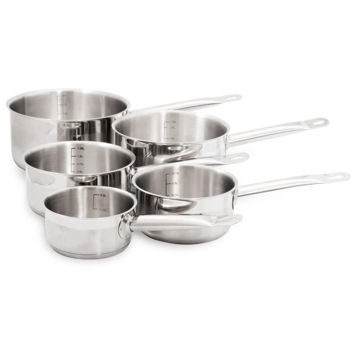 Batterie de cuisine - Tous feux dont induction - Baumalu - Acier inoxydable - 5 pieces 12 a 20 cm - Inox - Gris Batterie de cuisine - Tous feux dont induction - Baumalu - Acier inoxydable - 5 pieces 12 a 20 cm - Inox - Gris