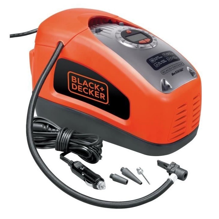 Gonfleur compresseur filaire - BLACK&DECKER - ASI300-QS - 11 bars/160 PSI Gonfleur compresseur filaire - BLACK&DECKER - ASI300-QS - 11 bars/160 PSI