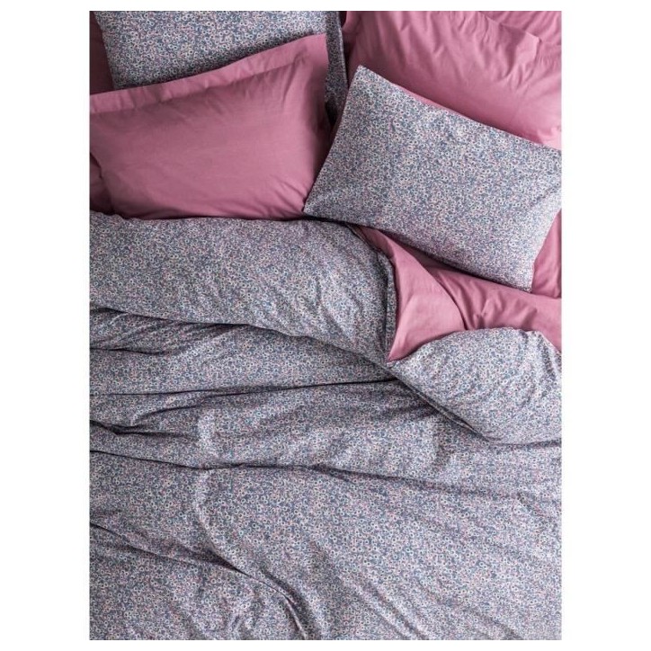 Parure de lit - 1 housse de couette 220 x 240 cm + 2 taies d'oreiller 60 x 60 cm - 100% coton renforcé - Rose Parure de lit - 1 housse de couette 220 x 240 cm + 2 taies d'oreiller 60 x 60 cm - 100% coton renforcé - Rose