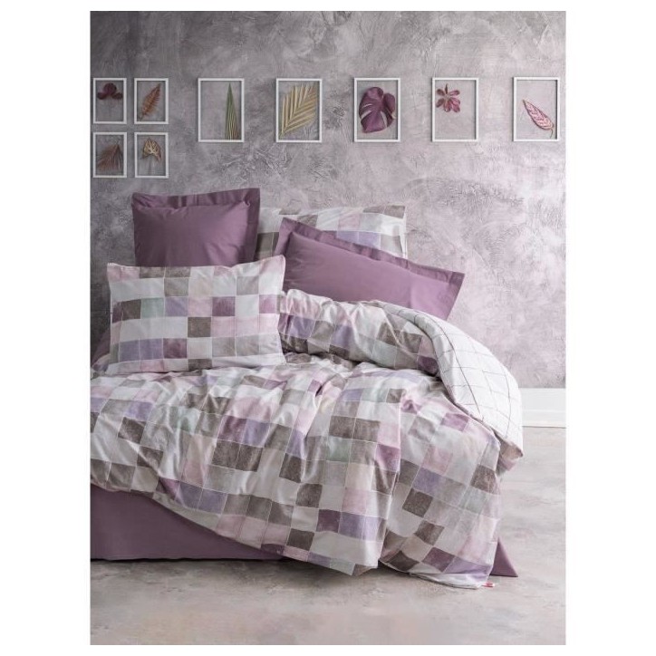 Parure de lit - 1 housse de couette 220 x 240 cm + 2 taies d'oreiller 60 x 60 cm - 100% coton renforcé - Rose Parure de lit - 1 housse de couette 220 x 240 cm + 2 taies d'oreiller 60 x 60 cm - 100% coton renforcé - Rose
