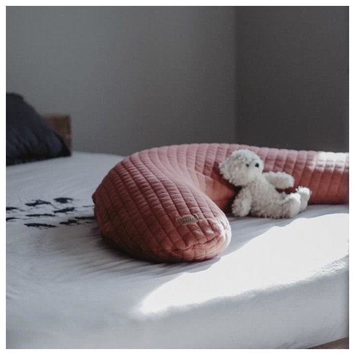 BÉABA - Big Flopsy™ - Coussin de grossesse et d'allaitement - Fleur de coton - 180 cm - Brique