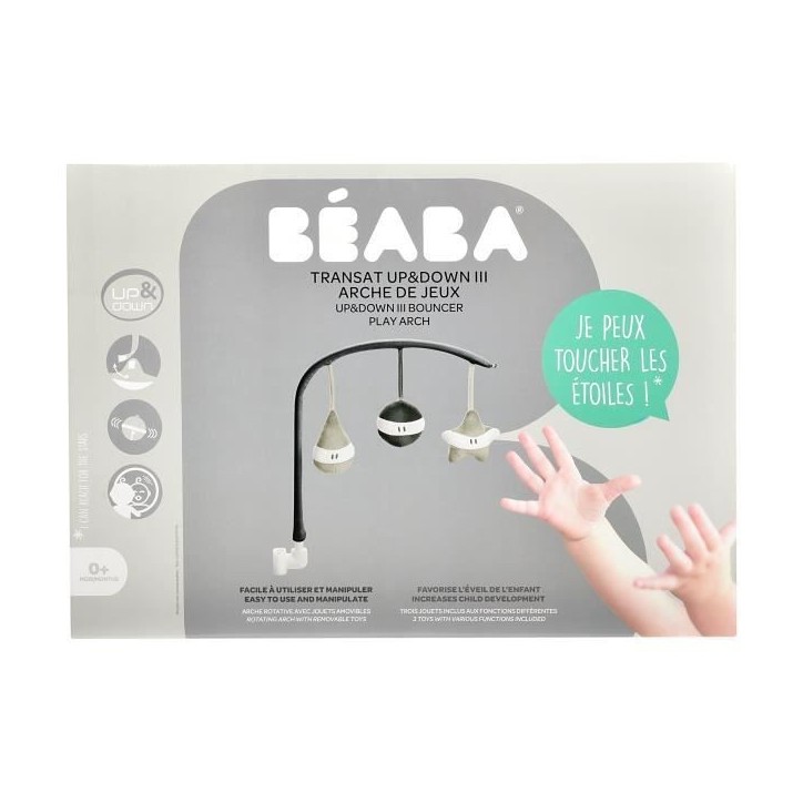 Arche de jeux pour bébé BEABA Transat Up&Down III - Gris - Favorise l'éveil et la motricité Arche de jeux pour bébé BEABA Transat Up&Down III - Gris - Favorise l'éveil et la motricité