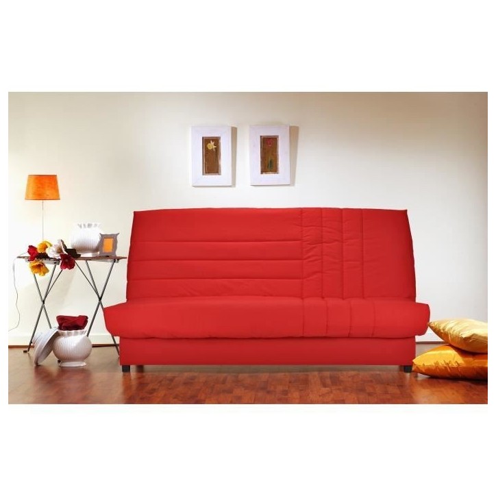 COMFORT BULTEX Banquette clic-clac 3 places - Tissu rougeL 192 x P 95 cm - BEIJA