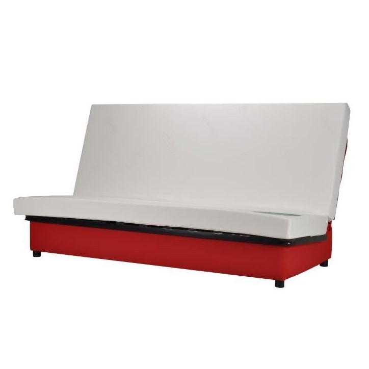 COMFORT BULTEX Banquette clic-clac 3 places - Tissu rougeL 192 x P 95 cm - BEIJA