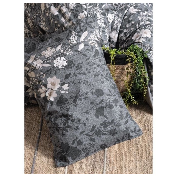 Parure de lit - 1 housse de couette 220 x 240 cm + 2 taies d'oreiller 60 x 60 cm - 100% coton renforcé - Anthracite Parure de lit - 1 housse de couette 220 x 240 cm + 2 taies d'oreiller 60 x 60 cm - 100% coton renforcé - Anthracite