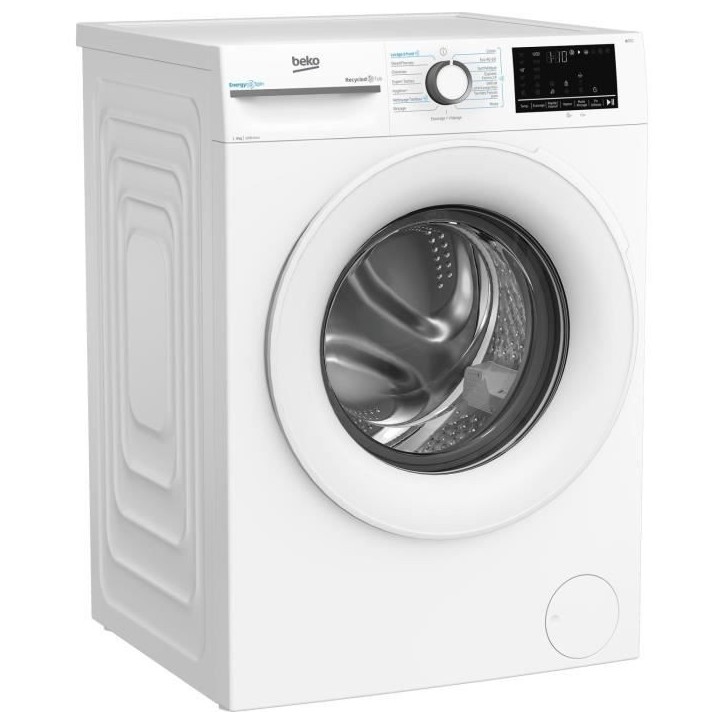 Lave-linge hublot BEKO BM0WT49211 - 9 kg - Induction - L60cm - 1200 trs/min - Classe A - Blanc Lave-linge hublot BEKO BM0WT49211 - 9 kg - Induction - L60cm - 1200 trs/min - Classe A - Blanc