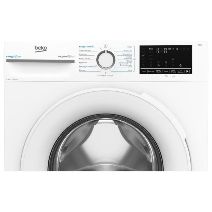 Lave-linge hublot BEKO BM0WT49211 - 9 kg - Induction - L60cm - 1200 trs/min - Classe A - Blanc Lave-linge hublot BEKO BM0WT49211 - 9 kg - Induction - L60cm - 1200 trs/min - Classe A - Blanc