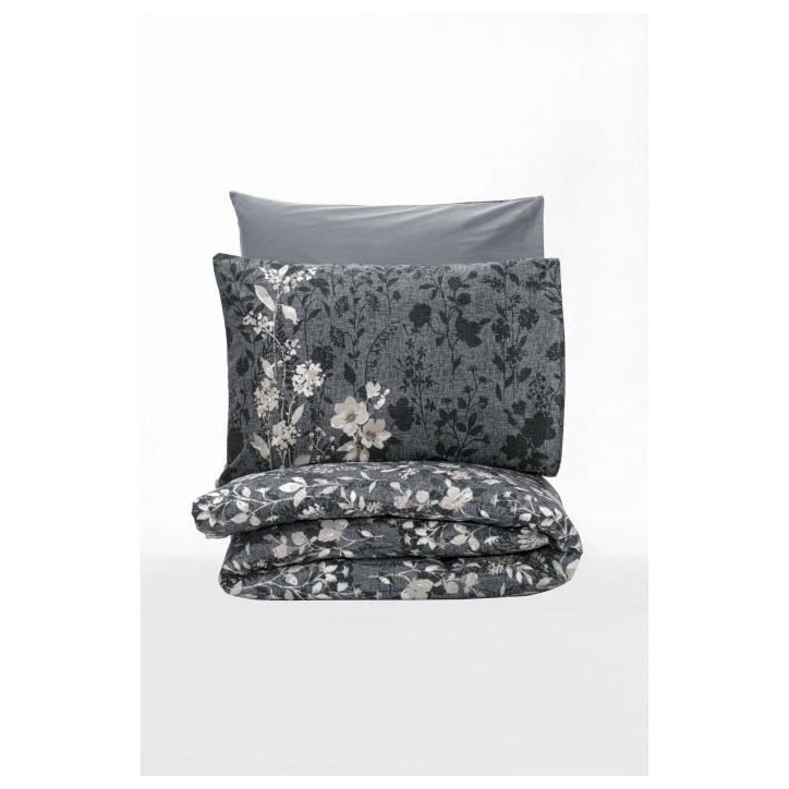 Parure de lit - 1 housse de couette 220 x 240 cm + 2 taies d'oreiller 60 x 60 cm - 100% coton renforcé - Anthracite Parure de lit - 1 housse de couette 220 x 240 cm + 2 taies d'oreiller 60 x 60 cm - 100% coton renforcé - Anthracite