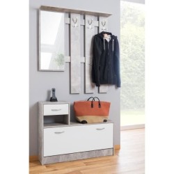 Vestiaire Rudolf - Décor béton structuré / blanc - 100 x 180 x 25 c