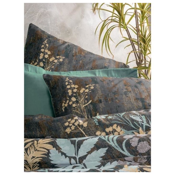 Parure de lit - 1 housse de couette 220 x 240 cm + 2 taies d'oreiller 60 x 60 cm - Satiné 100% coton - Menthe Parure de lit - 1 housse de couette 220 x 240 cm + 2 taies d'oreiller 60 x 60 cm - Satiné 100% coton - Menthe