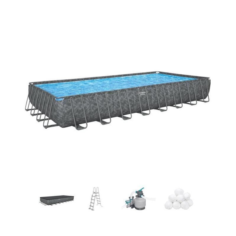 Kit piscine hors sol tubulaire BESTWAY - APX 365 - 956 x 488 x 132 cm