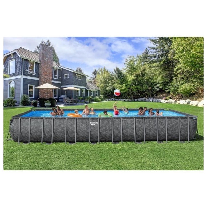 Kit piscine hors sol tubulaire BESTWAY - APX 365 - 956 x 488 x 132 cm - Rectangulaire (Filtre a sable, 500g polysphere, échelle Kit piscine hors sol tubulaire BESTWAY - APX 365 - 956 x 488 x 132 cm - Rectangulaire (Filtre a sable, 500g polysphere, échelle