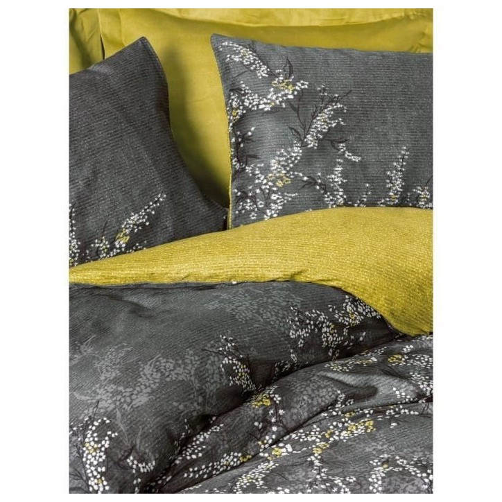 Parure de lit - 1 housse de couette 220 x 240 cm + 2 taies d'oreiller 60 x 60 cm - Satiné 100% coton - Anthracite