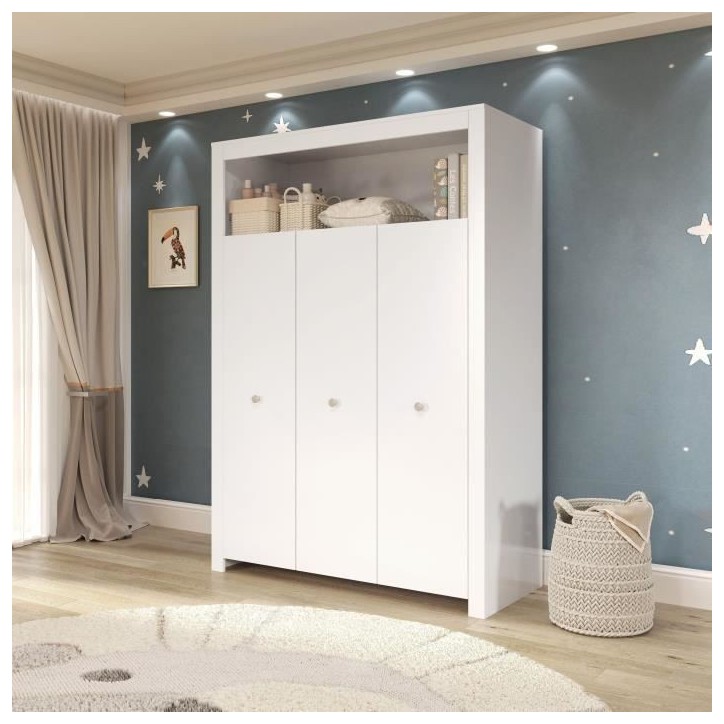 Chambre bébé Trio : Lit 70 x 140 cm + Commode a langer + Armoire OLIVIA - Blanc - TREND TEAM Chambre bébé Trio : Lit 70 x 140 cm + Commode a langer + Armoire OLIVIA - Blanc - TREND TEAM