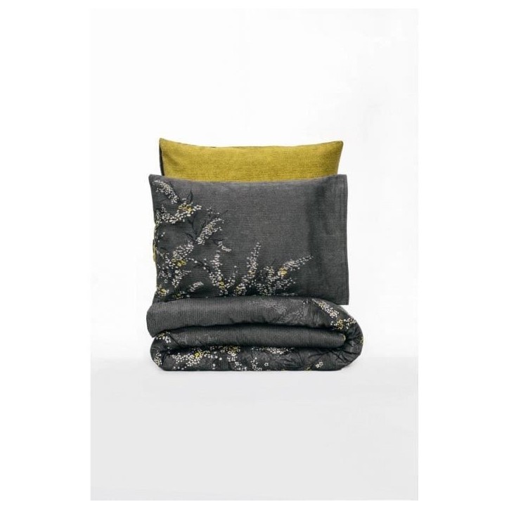 Parure de lit - 1 housse de couette 220 x 240 cm + 2 taies d'oreiller 60 x 60 cm - Satiné 100% coton - Anthracite