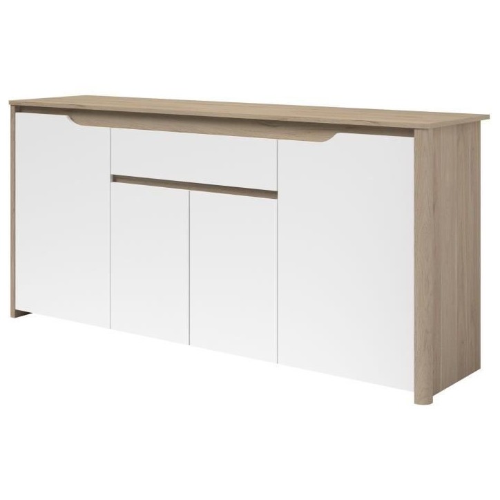 Buffet bas - BETTY- Panneaux de particules - Blanc / Chene - 4 portes - 1 tiroir - PARISOT Buffet bas - BETTY- Panneaux de particules - Blanc / Chene - 4 portes - 1 tiroir - PARISOT
