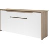 Buffet bas - BETTY- Panneaux de particules - Blanc / Chene - 4 portes