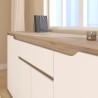 Buffet bas - BETTY- Panneaux de particules - Blanc / Chene - 4 portes