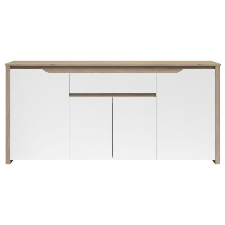 Buffet bas - BETTY- Panneaux de particules - Blanc / Chene - 4 portes - 1 tiroir - PARISOT Buffet bas - BETTY- Panneaux de particules - Blanc / Chene - 4 portes - 1 tiroir - PARISOT