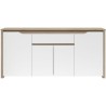 Buffet bas - BETTY- Panneaux de particules - Blanc / Chene - 4 portes
