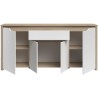Buffet bas - BETTY- Panneaux de particules - Blanc / Chene - 4 portes