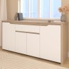 Buffet bas - BETTY- Panneaux de particules - Blanc / Chene - 4 portes