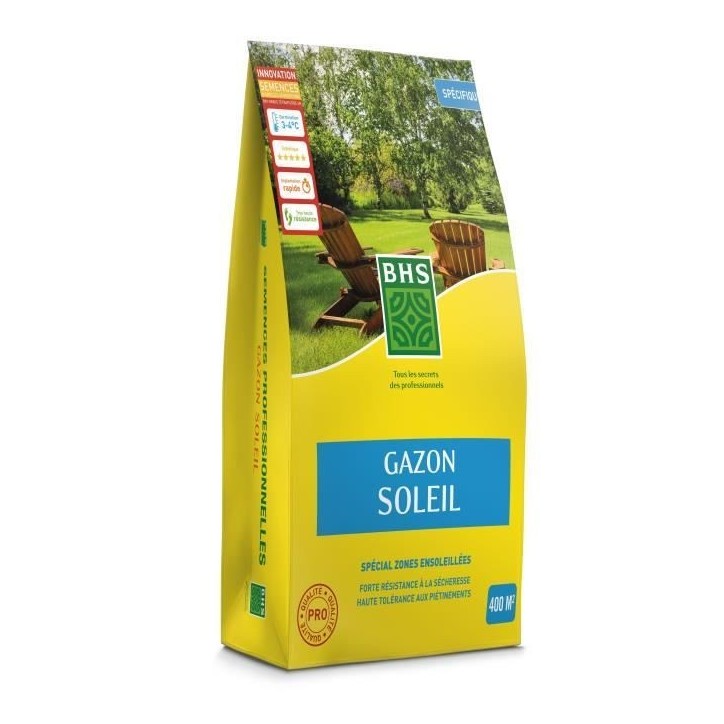 Gazon - BHS - Gazon Soleil 10kg | Résistant au climat méditerranéen et a la sécheresse