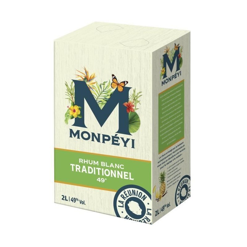 Monpéyi - Rhum blanc traditionnel - 49,0% Vol. - Bag in box 2L