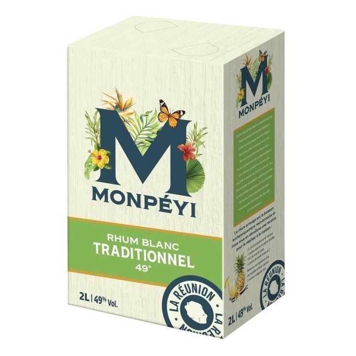 Monpéyi - Rhum blanc traditionnel - 49,0% Vol. - Bag in box 2L