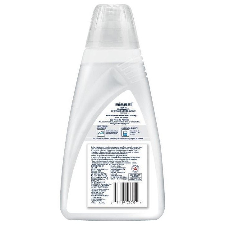 Nettoyant pour sols avec formule Naturelle - BISSELL - B3122 Crosswave - 1L, Spécial Animaux, Nettoyage Multi-Surfaces