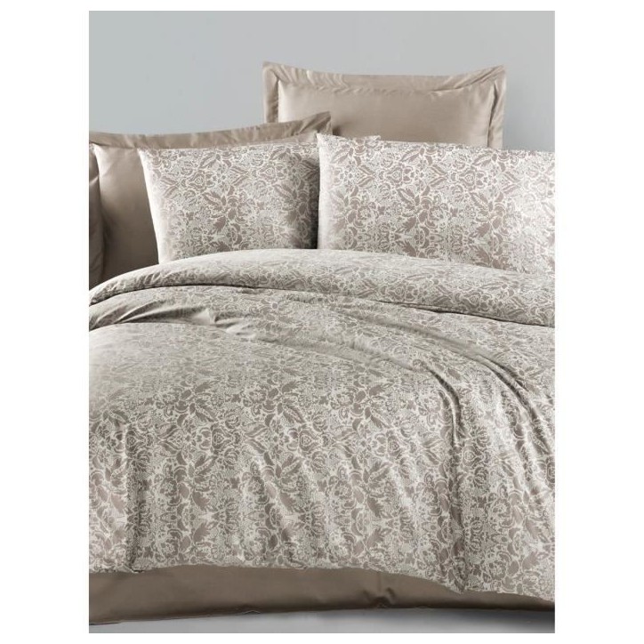 Parure de lit - 1 housse de couette 220 x 240 cm + 2 taies d'oreiller 60 x 60 cm - Satiné 100% coton - Cappuccino Parure de lit - 1 housse de couette 220 x 240 cm + 2 taies d'oreiller 60 x 60 cm - Satiné 100% coton - Cappuccino
