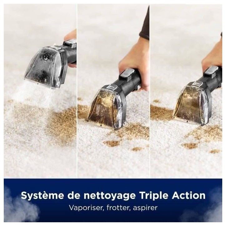 BISSELL SpotClean HydroSteam Select - Nettoyeur Vapeur - Moquettes, voiture, carrelage - 1000 W - 4,5 m - 3 modes de nettoyage