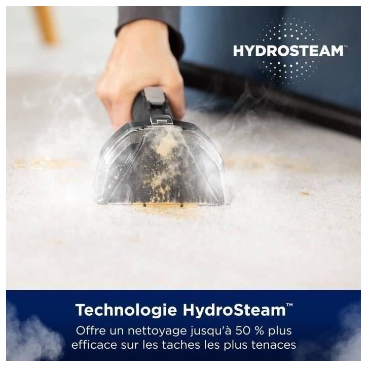 BISSELL SpotClean HydroSteam Select - Nettoyeur Vapeur - Moquettes, voiture, carrelage - 1000 W - 4,5 m - 3 modes de nettoyage